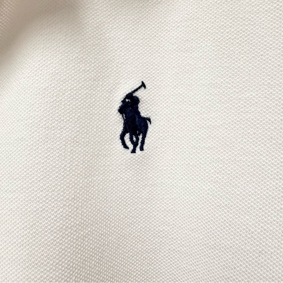 Polo Ralph Lauren Boxy Fit Cropped Polo Shirt Size‎ Large White Pique Cotton - Picture 7 of 11